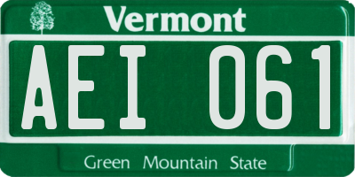 VT license plate AEI061