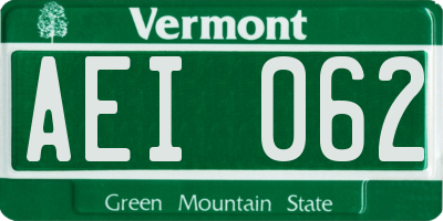 VT license plate AEI062