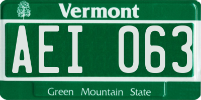 VT license plate AEI063