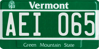 VT license plate AEI065