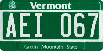 VT license plate AEI067