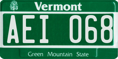 VT license plate AEI068