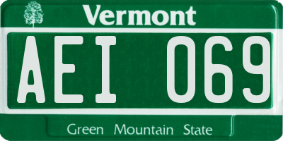 VT license plate AEI069