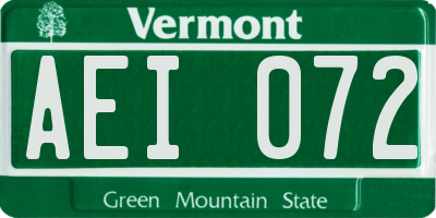 VT license plate AEI072