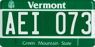 VT license plate AEI073