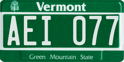 VT license plate AEI077