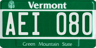 VT license plate AEI080