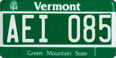 VT license plate AEI085
