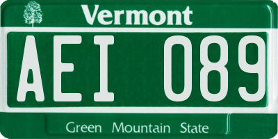 VT license plate AEI089
