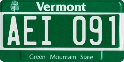 VT license plate AEI091
