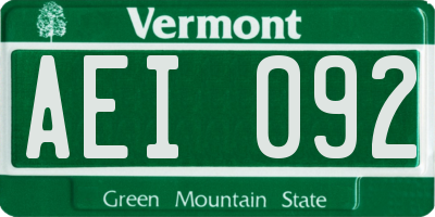 VT license plate AEI092