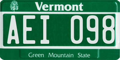 VT license plate AEI098