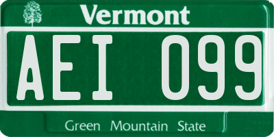 VT license plate AEI099