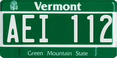 VT license plate AEI112