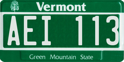 VT license plate AEI113