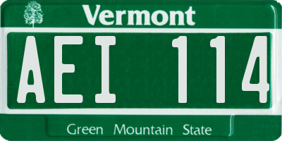 VT license plate AEI114