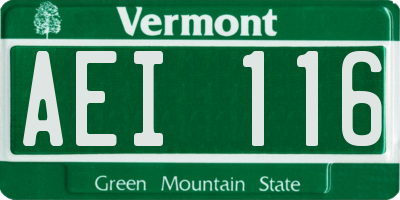 VT license plate AEI116