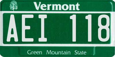 VT license plate AEI118