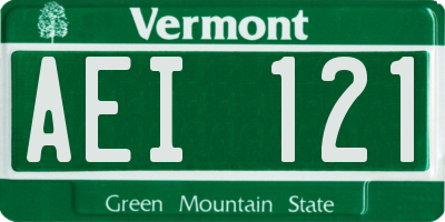 VT license plate AEI121