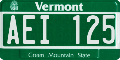 VT license plate AEI125