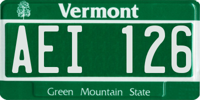 VT license plate AEI126