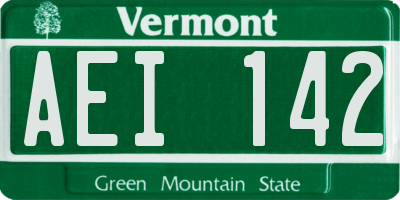 VT license plate AEI142