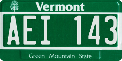 VT license plate AEI143