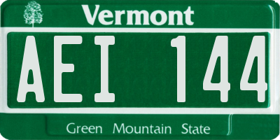 VT license plate AEI144
