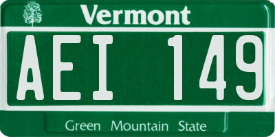 VT license plate AEI149