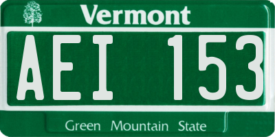 VT license plate AEI153