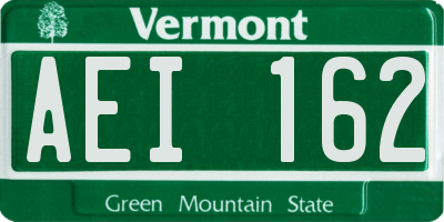 VT license plate AEI162