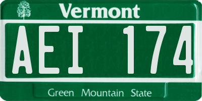 VT license plate AEI174