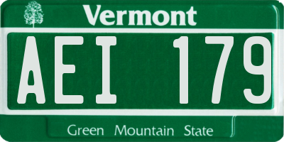 VT license plate AEI179