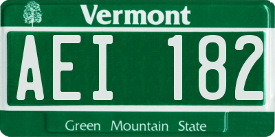 VT license plate AEI182