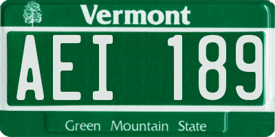 VT license plate AEI189