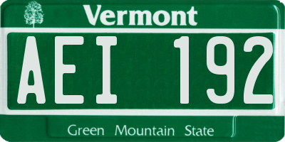 VT license plate AEI192