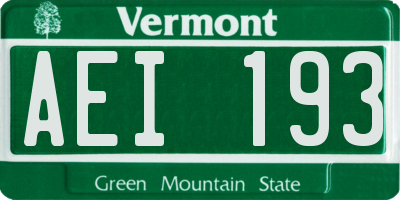 VT license plate AEI193