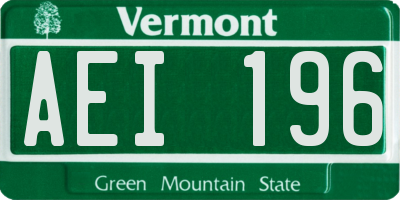 VT license plate AEI196