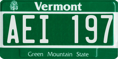 VT license plate AEI197
