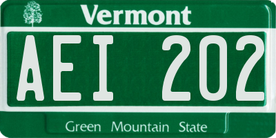 VT license plate AEI202