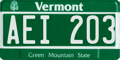 VT license plate AEI203