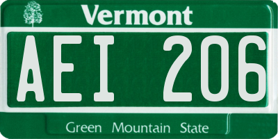 VT license plate AEI206
