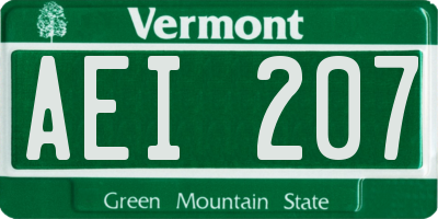 VT license plate AEI207