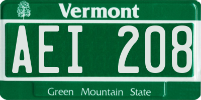 VT license plate AEI208