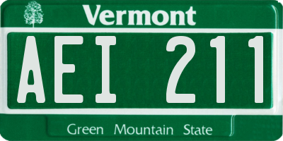 VT license plate AEI211