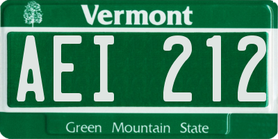 VT license plate AEI212