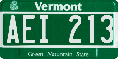 VT license plate AEI213