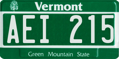 VT license plate AEI215