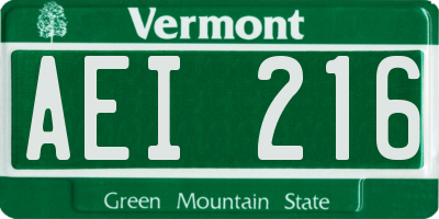 VT license plate AEI216