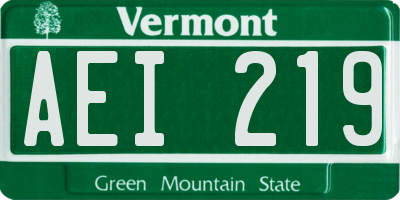 VT license plate AEI219